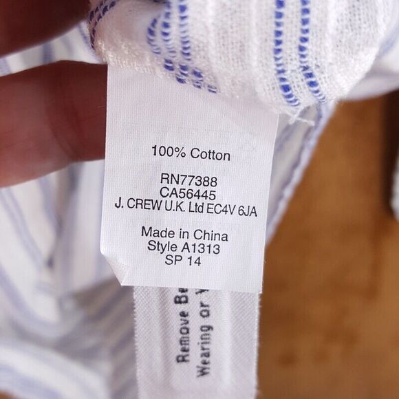 J CREW Womens Top XS White Stripe Pullover Tunic Embroidered Oversized Cotton - Picture 4 of 7